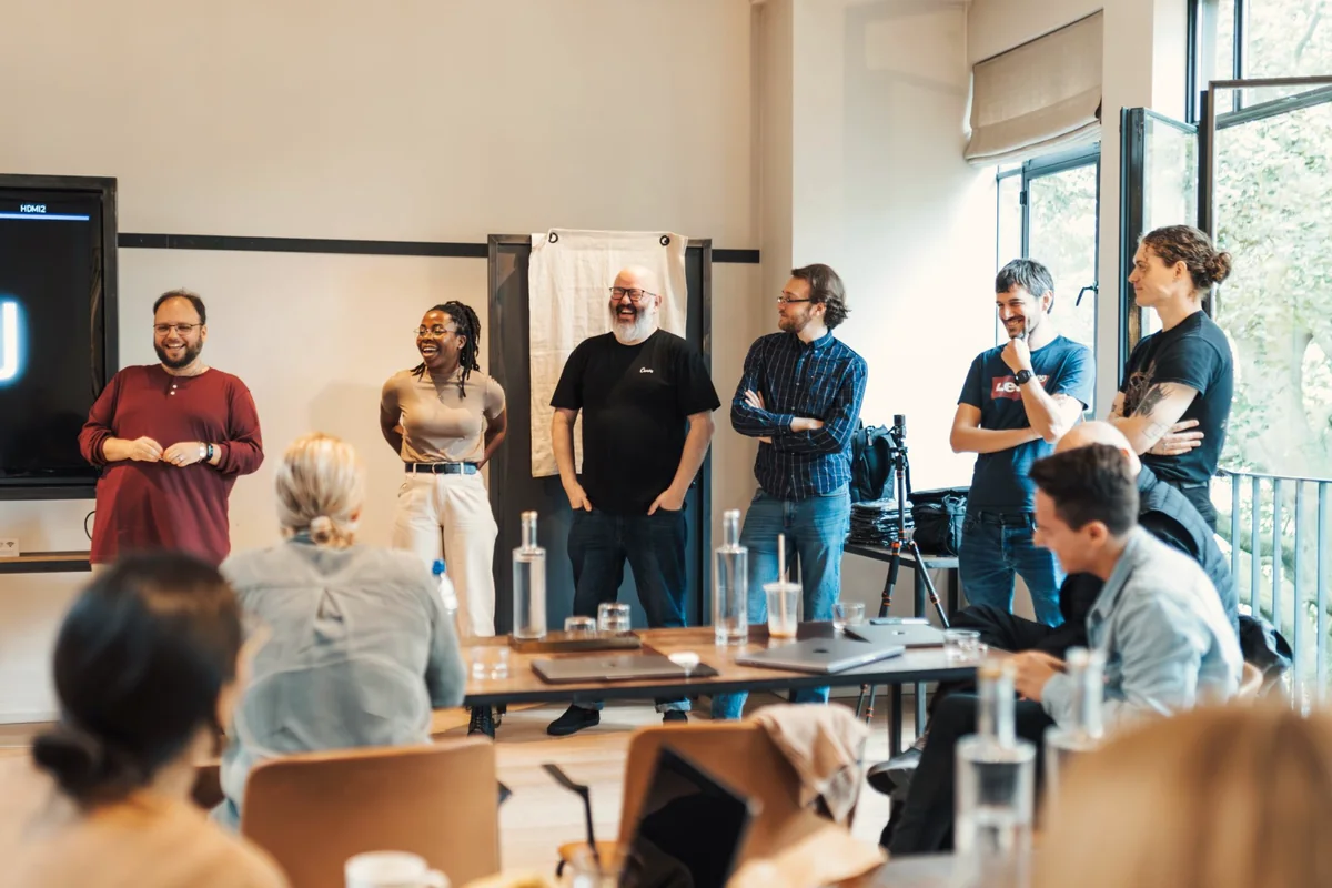 Workshop participants laughing together